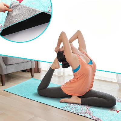 Tapis pour le Yoga - YogaPrintMat™ - Mandala Vert Eau - Accessoires Bien Être